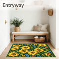 thumbnail image 3 of ODIKA 2'x3' Machine Washable Non-Slip Area Rug, Stylish Semi Circle Sunflower & Floral Motif High Traffic Rug, Yellow, 97499, 3 of 7