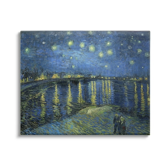 Stupell Starry Night Over Rhone Classic Landscape Painting Gallery Wrapped Canvas Print Wall Art