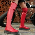 thumbnail image 4 of Black Thigh High Boots For Women Platform Slouch Over The Knee High Boots Lug Sole Low Chunky Heel Curve-friendly, 4 of 10