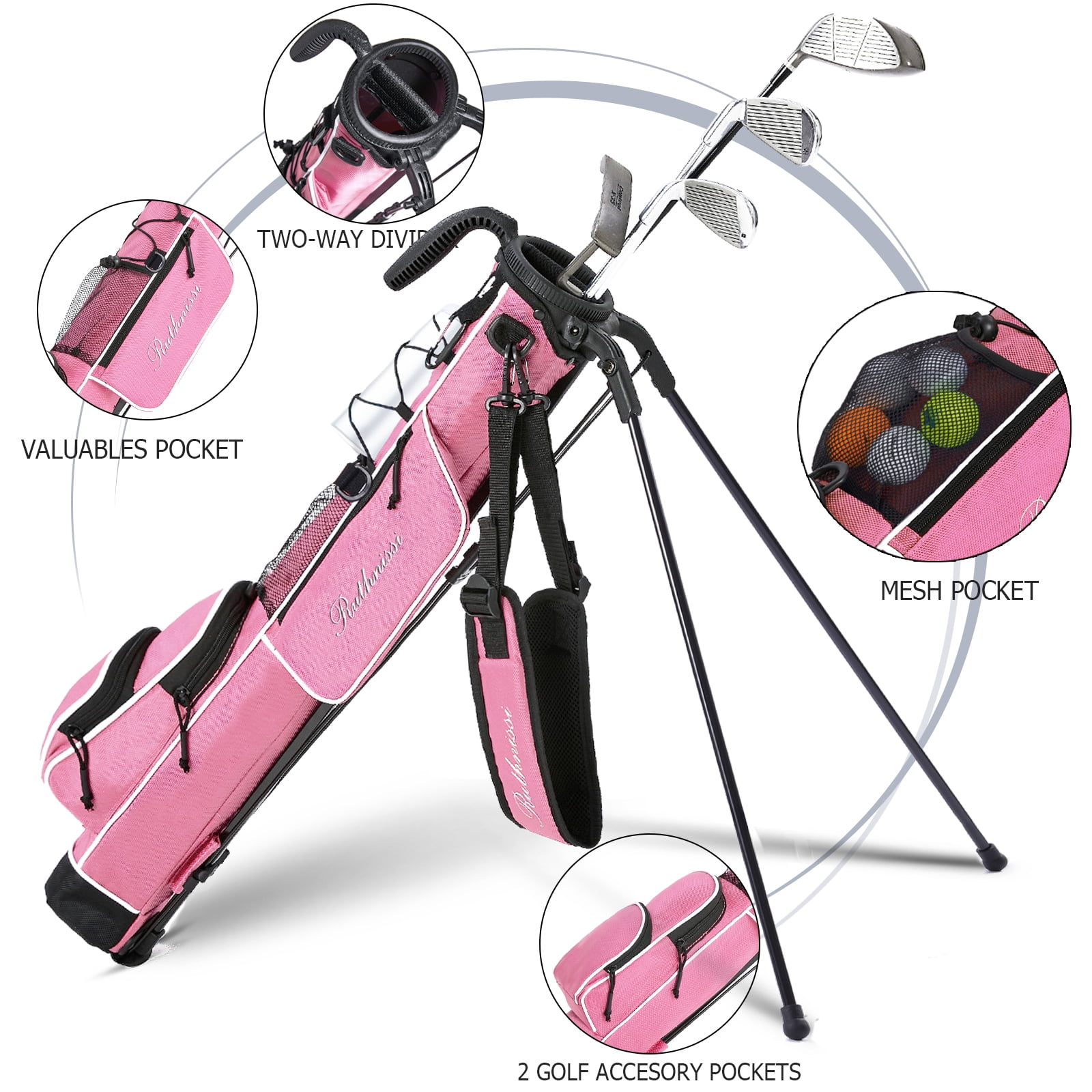 RUTHNISSI Golf Stand Bag, Lightweight Golf Easy Carry Bag with Padded Strap，Durable Pitch n Putt Golf Bag , Practice Ranger Sunday Golf Bag for Men&Women