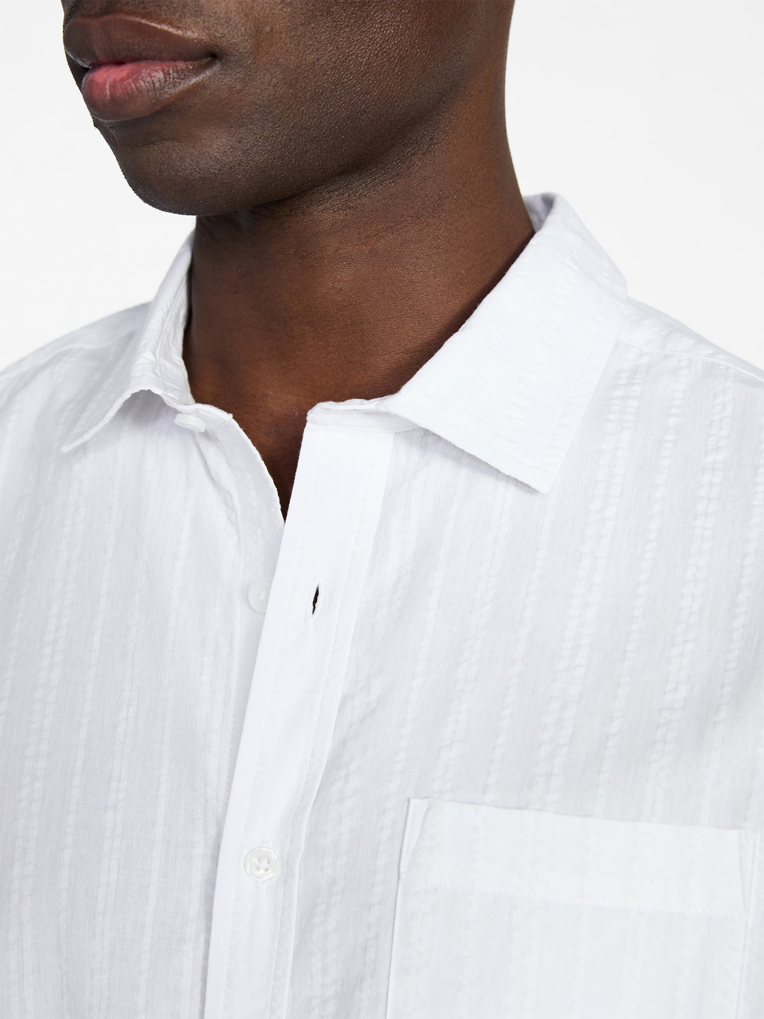 George Men's & Big Men's Modern Fit Seersucker Button Up Shirt with Short Sleeves, Sizes XS-5XL