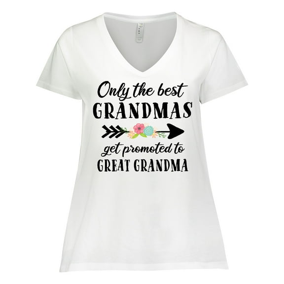 Inktastic Only the Best Grandmas Get Promoted to Great Grandma Women's Plus Size V-Neck T-Shirt