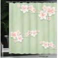 thumbnail image 3 of Ambesonne Green Shower Curtain, Sakura Cherry Blossom Art, 69"Wx75"L, Almond Green Salmon Blush, 3 of 4