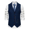 thumbnail image 2 of ZCFZJW Men's Suit Vest Formal Wedding Slim Fit Single-Breasted Sleeveless V-Neck Have Pockets Solid Dress Wedding Waistcoat Prom Tuxedo #14-Navy M, 2 of 9