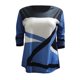 thumbnail image 4 of Blusa de camiseta de manga larga de color de contraste de costura de cuello redondo casual de moda para mujer Fridja  fhghd937, 4 of 5