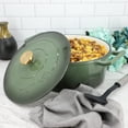 thumbnail image 3 of MegaChef 5.3 Quarts Round Enameled Cast Iron Casserole with Self Basting Lid in Gradient Thyme Green, 3 of 8