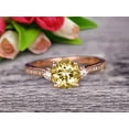 thumbnail image 3 of Champagne Diamond Moissanite Engagement Ring With Solid 10k Rose Gold Promise Ring 6mm Round Cut 1.60 Carat Art Deco, 3 of 6