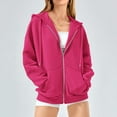 thumbnail image 6 of Sopiago Zip Up Hoodie Women Long Sleeve Sweatshirts Fall Outfits 2024 Oversized Hoodies Casual Fashion Jackets Hot Pink,L, 6 of 7