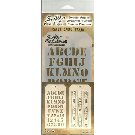 Tim Holtz Layering Stencils Duo Pack ~ Cargo & Measured!!!, This item is used for Scrapbook, Card Making, Paper Crafting & Mixed Media. By