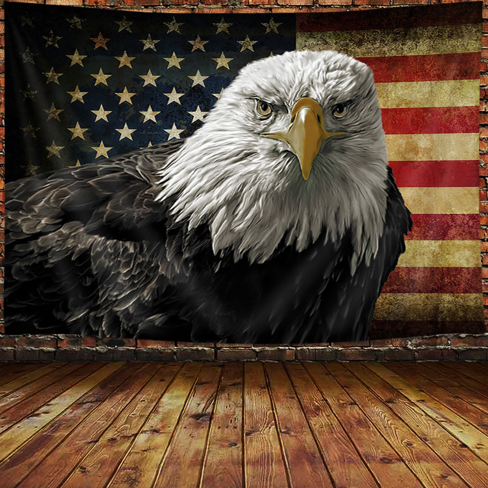 America Flag Tapestry Wall Hanging, Stars and Stripes USA Flag and Bald