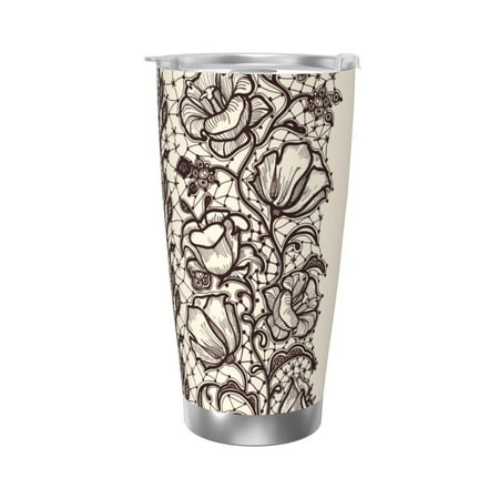 

Lace Ribbon Vertical 20 Oz Water Bottle Insulated Tumblers Stainless Steel Cups Double Wall Tumbler with Lid