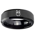 thumbnail image 2 of Cute Panda 8MM Beveled Edge Polish Black Tungsten Men Ring, 2 of 2