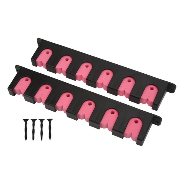 Soporte de pared para cañas de pescar, resistente a productos químicos, vertical, para 6 cañas de pescar, con 4 tornillos, color rosa