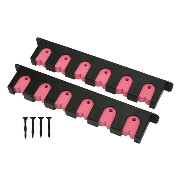 Wall-Mounted Chemical-Resistant Vertical Fishing Rod Rack - 6 Rod Holder with 4 Screws - Pink