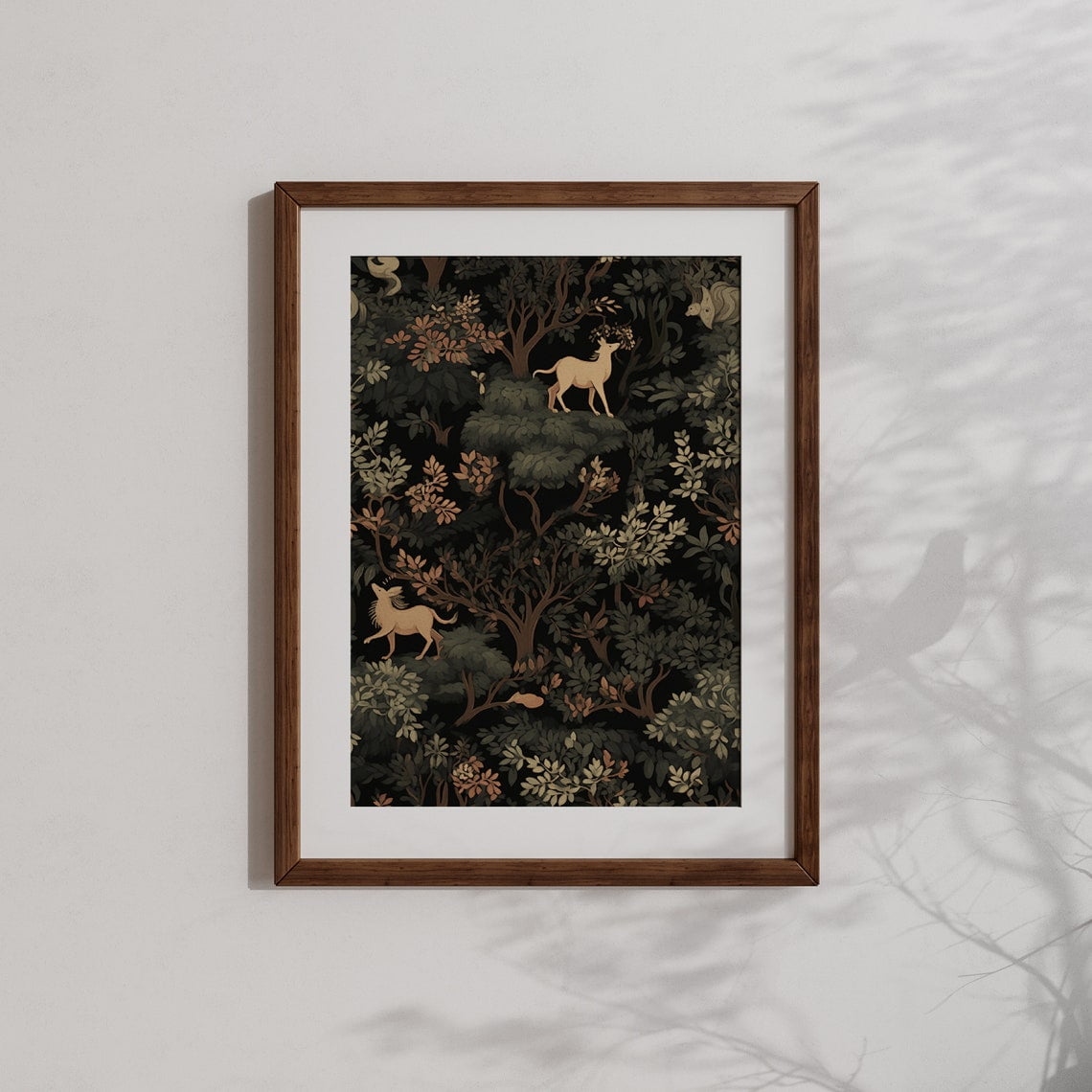 Antique Forest Pattern Wall Art Dark Academia Textile Victorian Goth Cottagecore Moody Vintage Living Room And Gallery Wall Decor