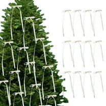 12-Pack Christmas Ribbon Bows - 31.5" Fine Silk Polyester Tree Pendants in Pink/Beige/Blue/White - Reusable Festive Decor for Xmas Tree, Wreaths & Holiday Gift Wrapping Decorations
