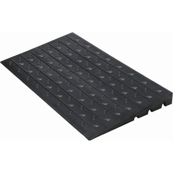 Garvee 2.5" Rubber Threshold Ramp with Cord Cover — Heavy-Duty Ramp for Wheelchairs, Scooters & Door Steps, 3-Channel Design