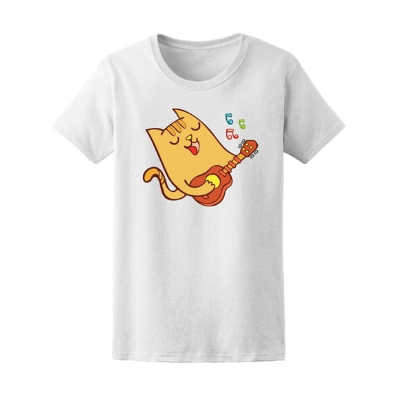 Cartoon Cat Plays Guitar Tee Men's -Image by Shutterstock