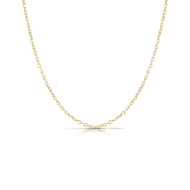 Collar de Cadena Rolo Plana JeenMata Plata Esterlina 2 mm 16 Pulgadas Amarillo