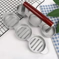 thumbnail image 6 of Delura Non-Stick Mini Hamburger Patty Maker with 3 Slots and Wooden Handle, 6 of 7