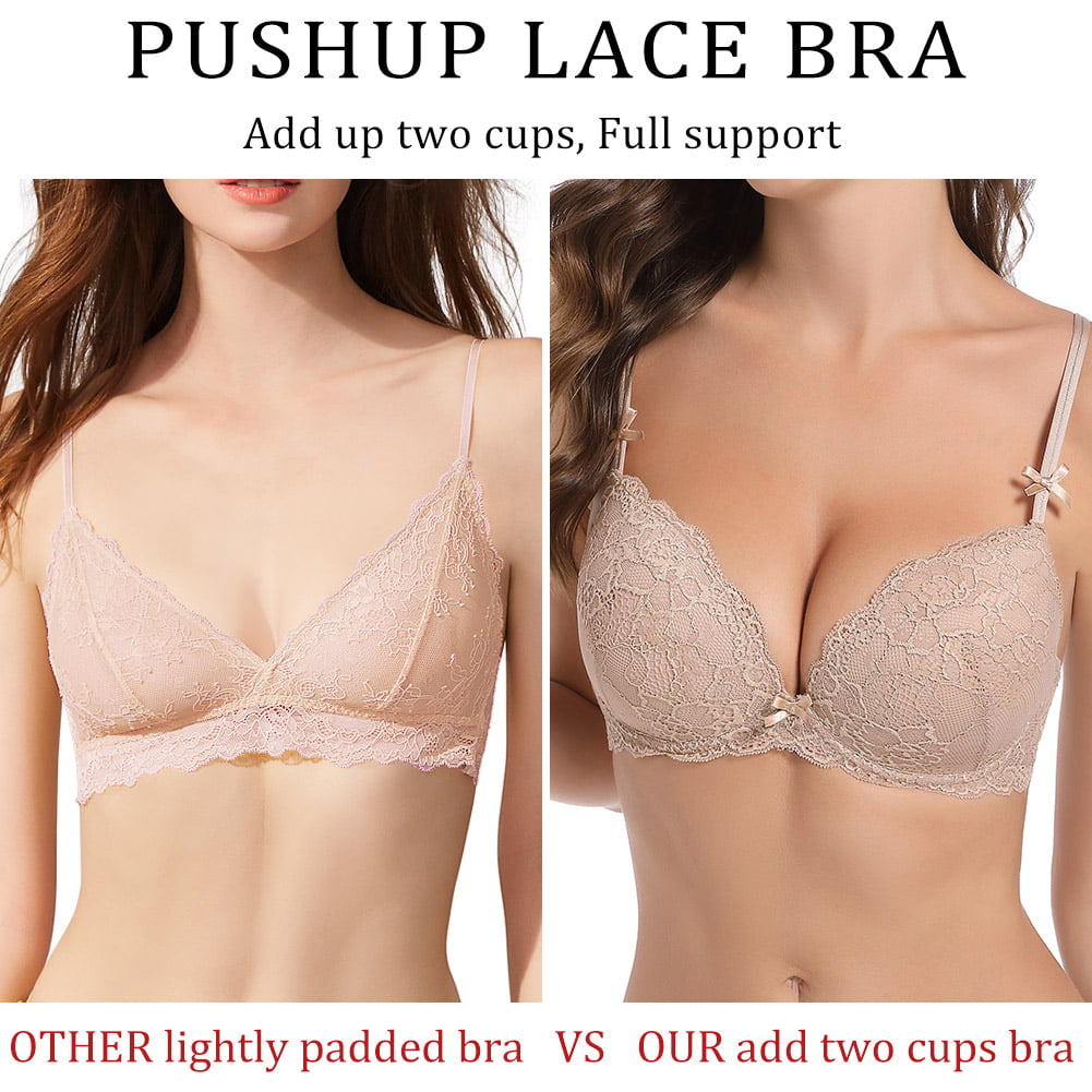 Push Up Padded Bras For Women Lace Plus Size Bra Add Two Cup