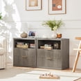 thumbnail image 6 of 2 Drawer Nightstand Set of 2 with Charging Station, Modern Bedside Tables with Fluted Drawers, Small End Tables for Living Room, Grey, 6 of 8