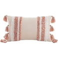 thumbnail image 1 of Nvzi Fundas de almohada lumbar con borlas y bordado geométrico de 12 x 20 pulgadas, estilo bohemio, para decoración del hogar (naranja, 12 x 20 pulgadas), 1 of 5