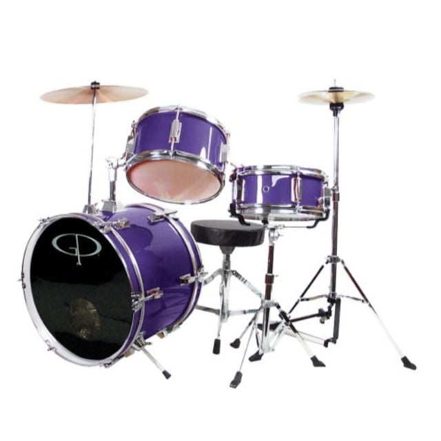 GP Percussion GP50MPR Complete Junior Drum Set Purple, 3-Piece Set