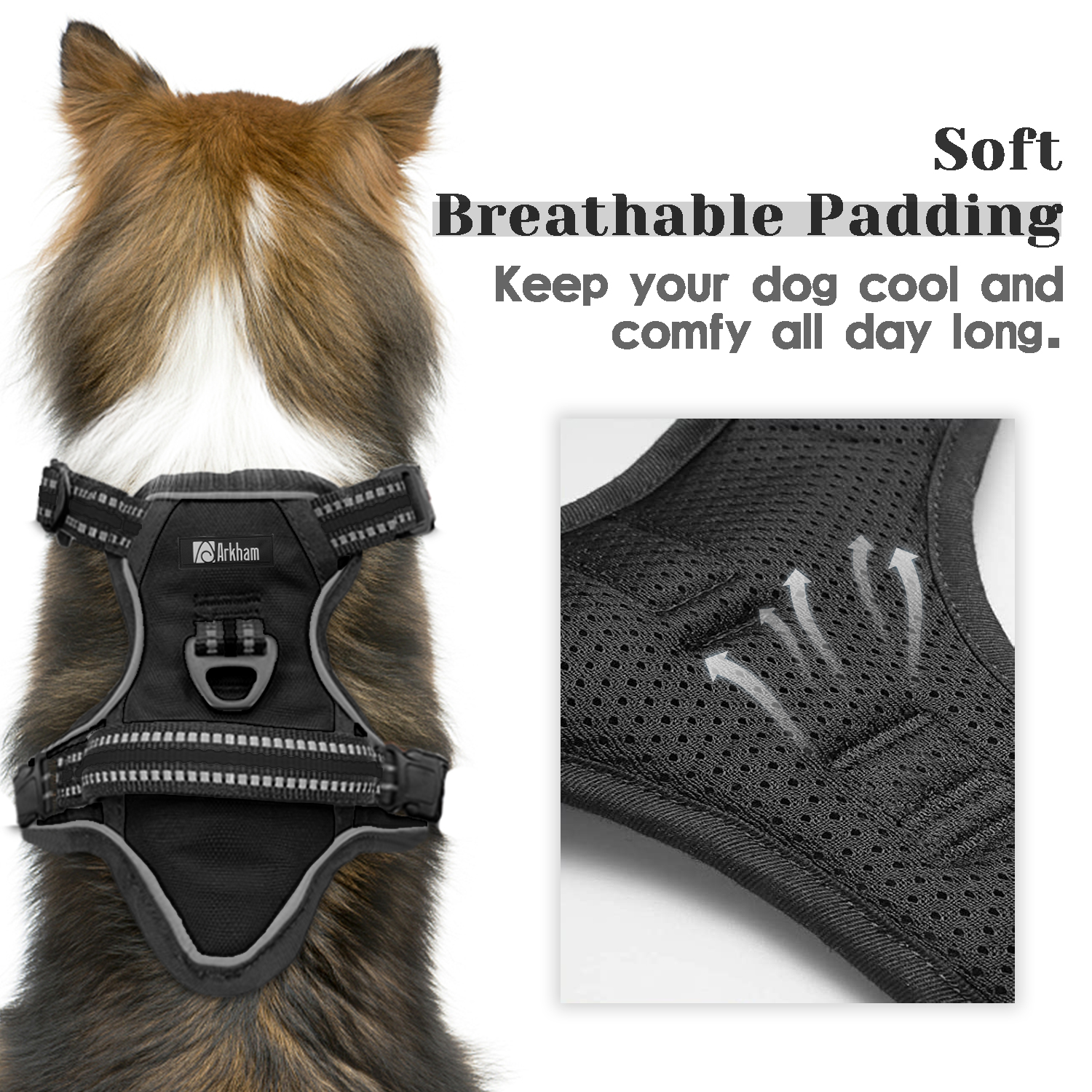 Astarin No-Pull Dog Harness with Handle, Large Black photo 8