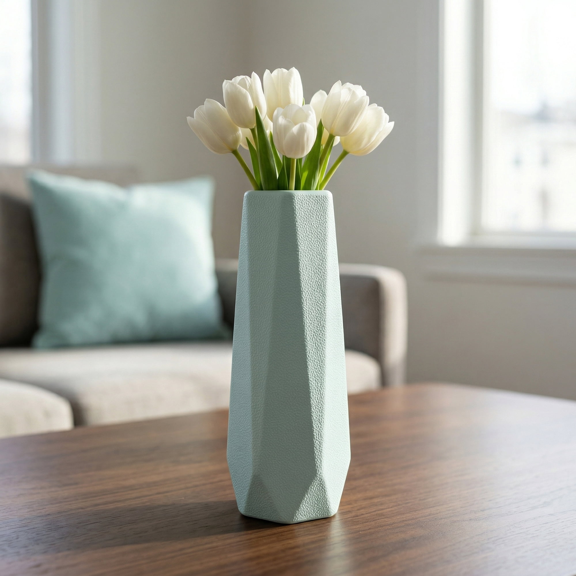 Unique Bargains Slim Bud Vase for Single Stem Blooms Decor Green 2.8"L x 2.8"W x 7.9"H