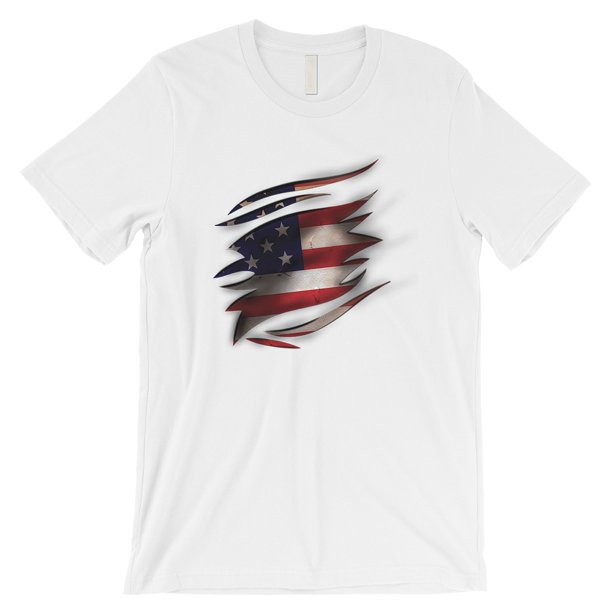 365 Printing American Flag Ripped Mens White 4th of July Patriotic
