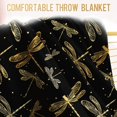 thumbnail image 4 of Dragonfly Blanket Gifts for Boys Girls Women Decor for Home Bedroom Living Room Lounge Sofa, Soft Fluffy Smooth Lightweight Throw Blankets Gold Black Twin 60"x80", 4 of 5