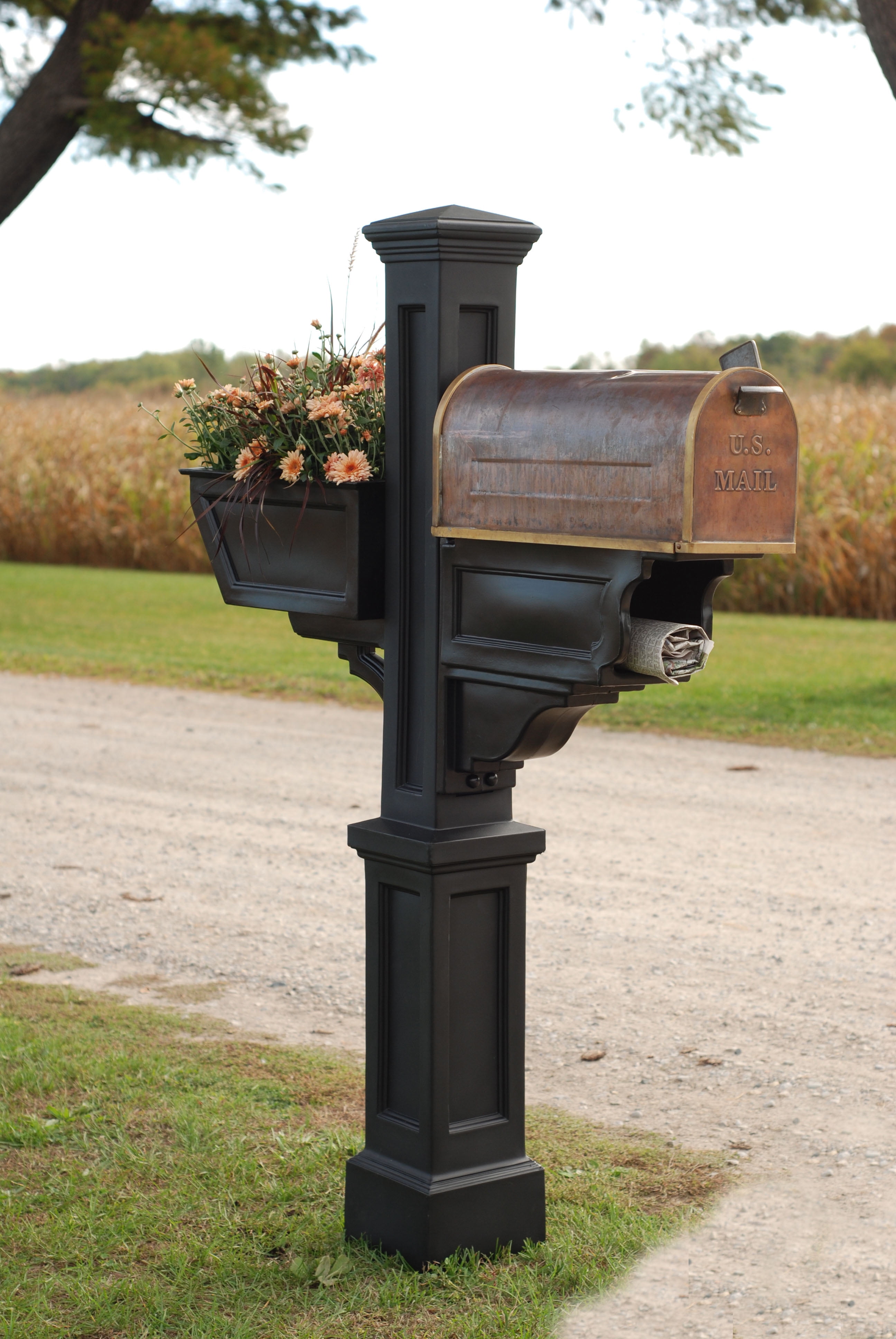 Mayne Arm Mount Pewter Polyethylene and Plastic Mailbox Post
