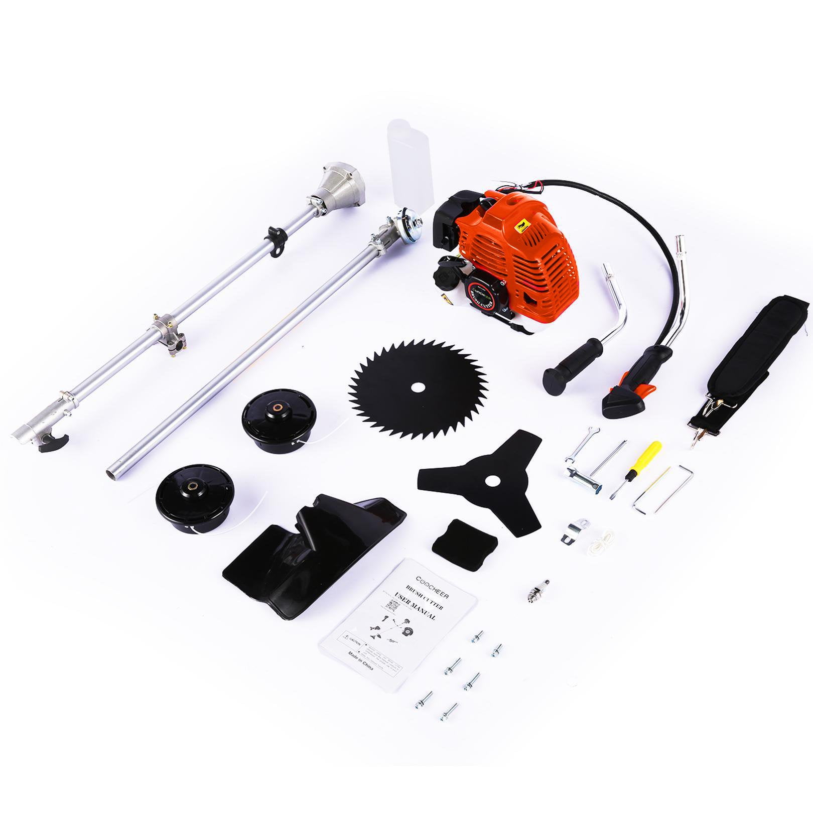 Adnoom 58cc Lawn Mower 4-in-1 Brush Cutter Gas Powered Weed Eater Weed Wacker Adjustable Straight Shaft String Trimmer with 4 Detachable Head for Grass, Weed, Bushes
