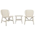 thumbnail image 2 of 3 Pieces Patio Table Chair Set, Hollow Design All Weather Conversation Bistro Set, Modern Outdoor Coffee Table with Open Shelf and Lounge Chairs with Widened Seat for Balcony Garden Yard, White, 2 of 7