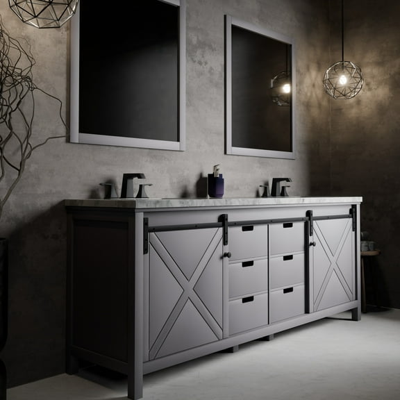Ketchum 84 in W x 22 in D Dark Grey Double Bath Vanity and Carrara Marble Top