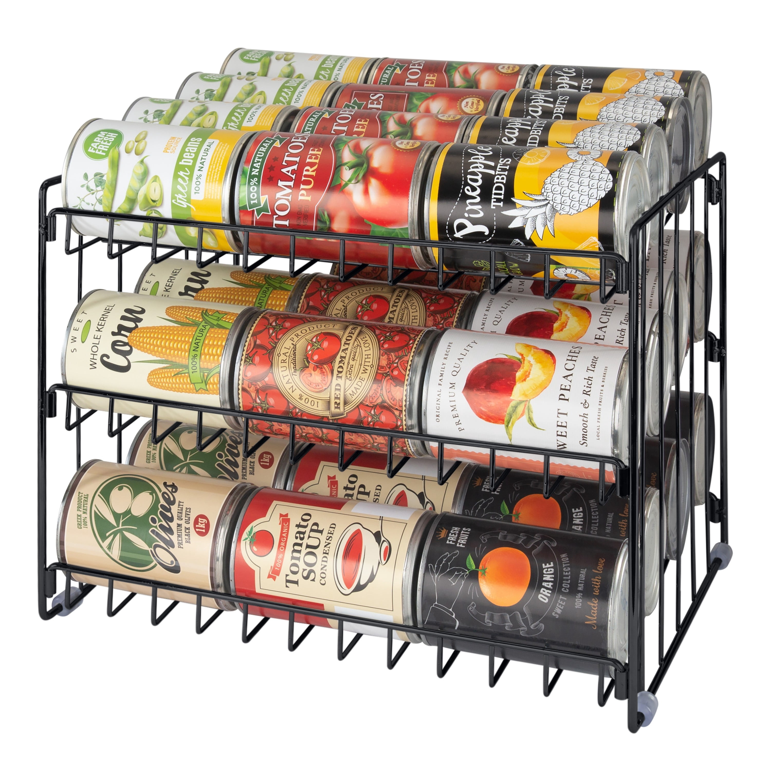 Kitchen Details 3 Tier Can Storage Organizer Rack in Black
