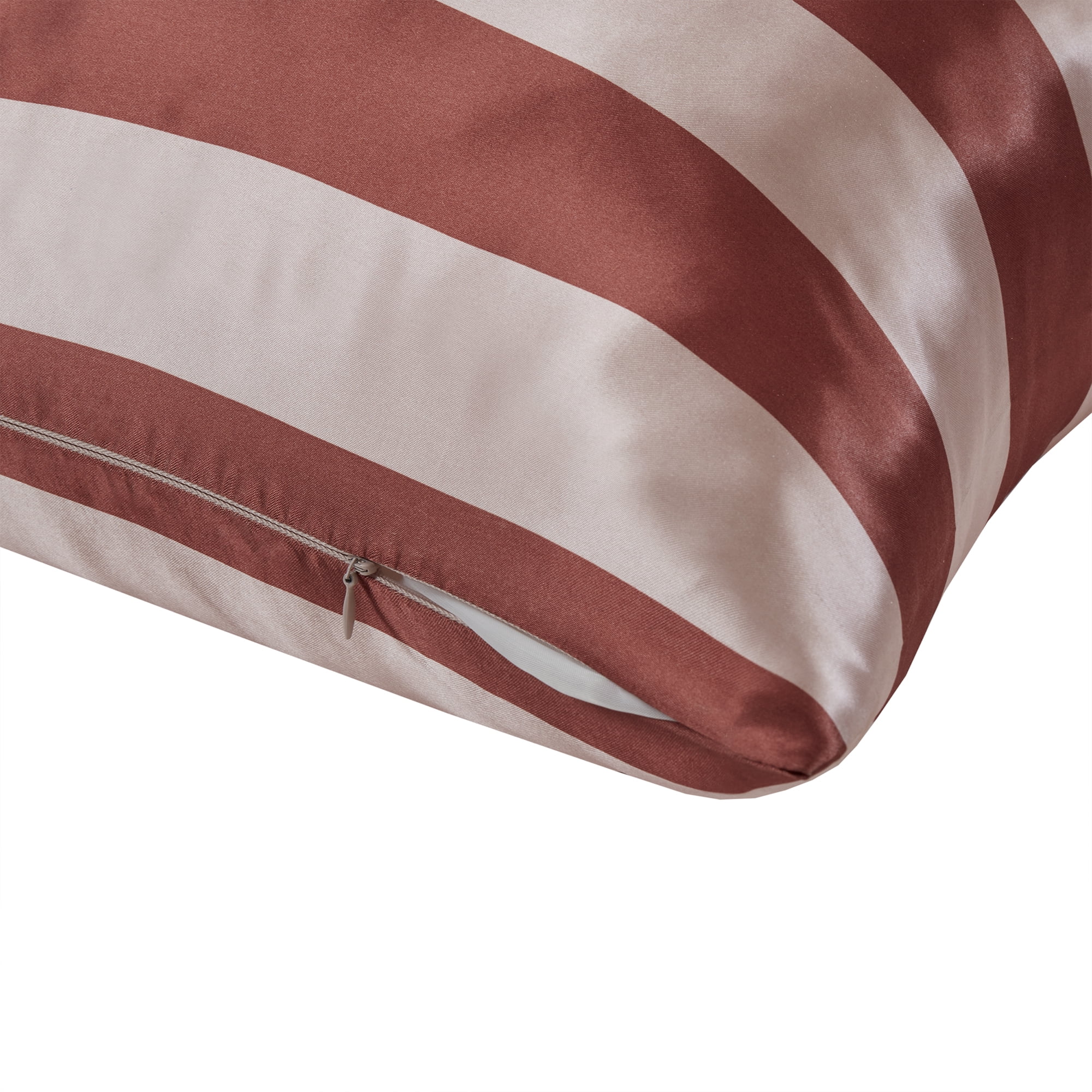 Mainstays Satin Body Pillowcase - Cabana Stripe Pink & Terracotta - 20"x52" - Frizz Control & Cooling Comfort - 1 Pack