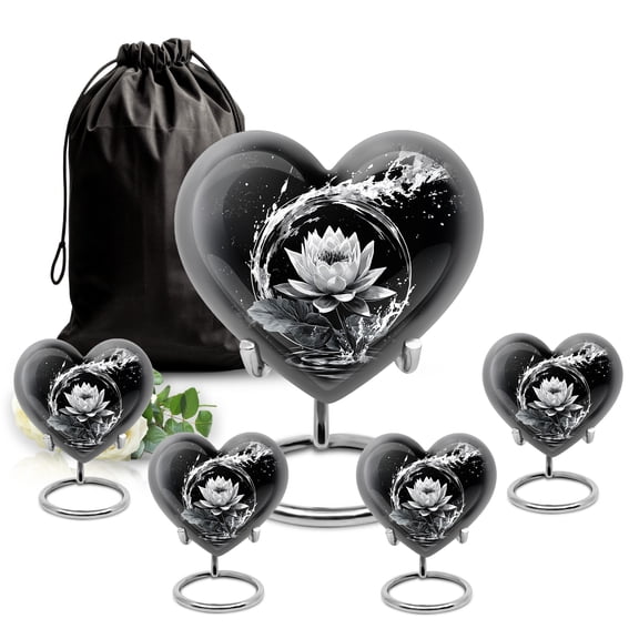 SABURIAL Lotus Urn - Memorial For Ashes - Cremation Urn For Adult Human - Combo - 8 Inch Large With 3 Inch - Funeral Keepsakes For Ashes - Small Keepsake Urns - Burial Urns For Mom & Dad