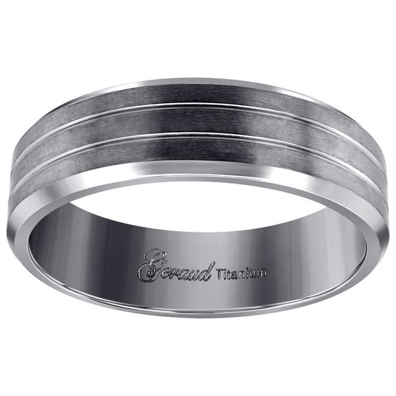 Titanium Mens Brushed Grooved Comfort-Fit Wedding Band 7mm Size 11 Wedding Band for Men