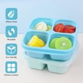 thumbnail image 4 of HLONK Tableware 3PCS Snack Containers Reusable 4 Compartment Divided Food Storage Containers Divided Lunchable Container for School Work and Travel (3Color) Sky Blue, 4 of 8