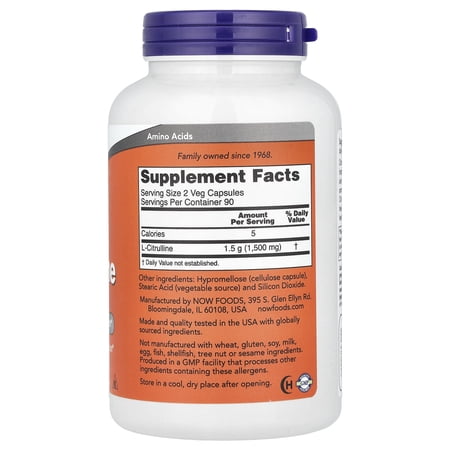 L-シトルリン 750mg 180粒 NOW Foods (ナウフーズ) ナウスポーツ