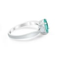thumbnail image 2 of Three Stone Oval Engagement Ring Paraiba Tourmaline CZ 925 Sterling Silver Size 6, 2 of 5
