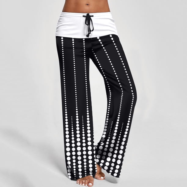 WILLBEST Pantalones de Yoga Casuales, Sueltos, de Cintura Alta y Pierna Ancha Con Estampado Para Mujer, Pantalones Deportivos Elásticos y Cómodos Para Hacer Ejercicio Y Chica