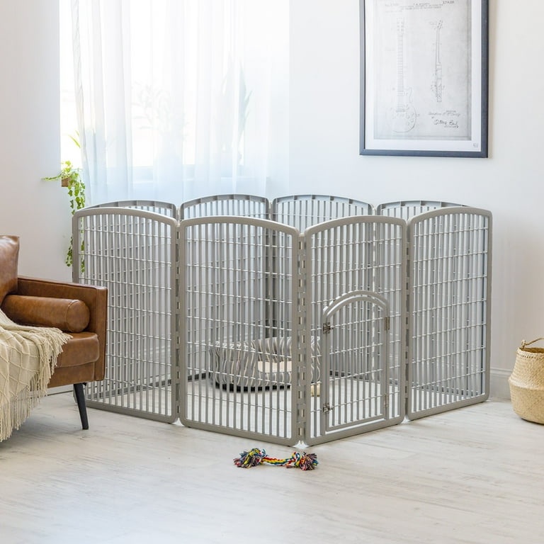 IRIS USA 34 inch Exercise 8 Panel Pet Playpen with Door Silver Walmart