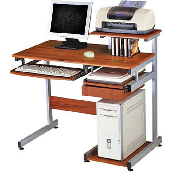 Deluxe Ergonomic Home Office Computer Desk Woodgrain
