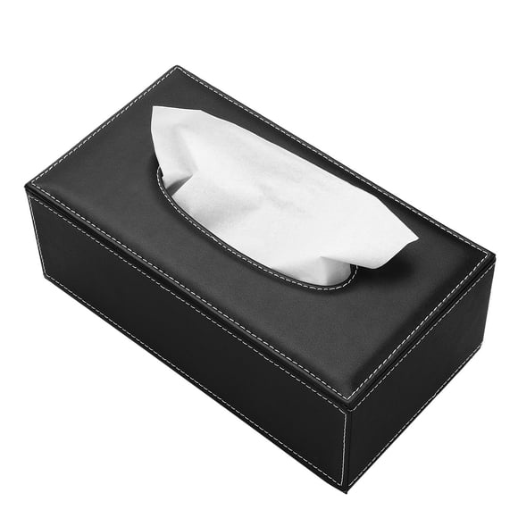 Funda para pañuelos KINGFOM rectangular de piel sintética negra