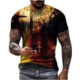 thumbnail image 2 of Waiimak T-Shirt Unimode pour Hommes Imprimés Graphiques Croix Manches Courtes Blouse Décontractée, 2 of 9