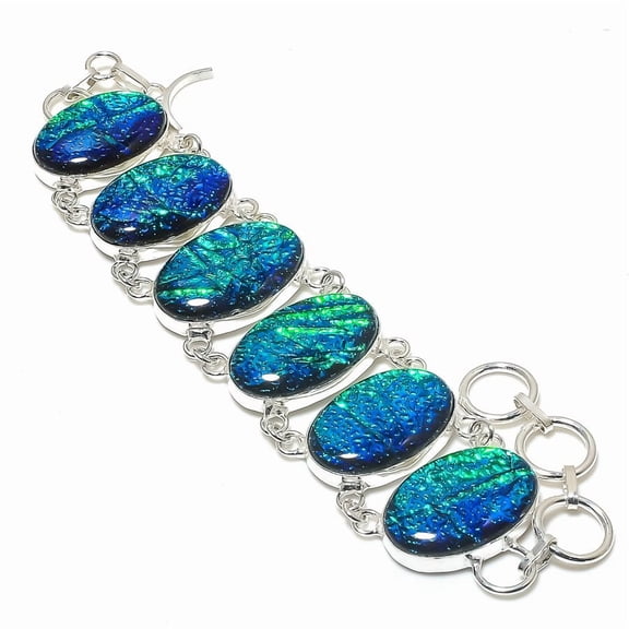 Natural Blue Triplet Opal Gemstone 925 Sterling Silver Bracelet 7-8"