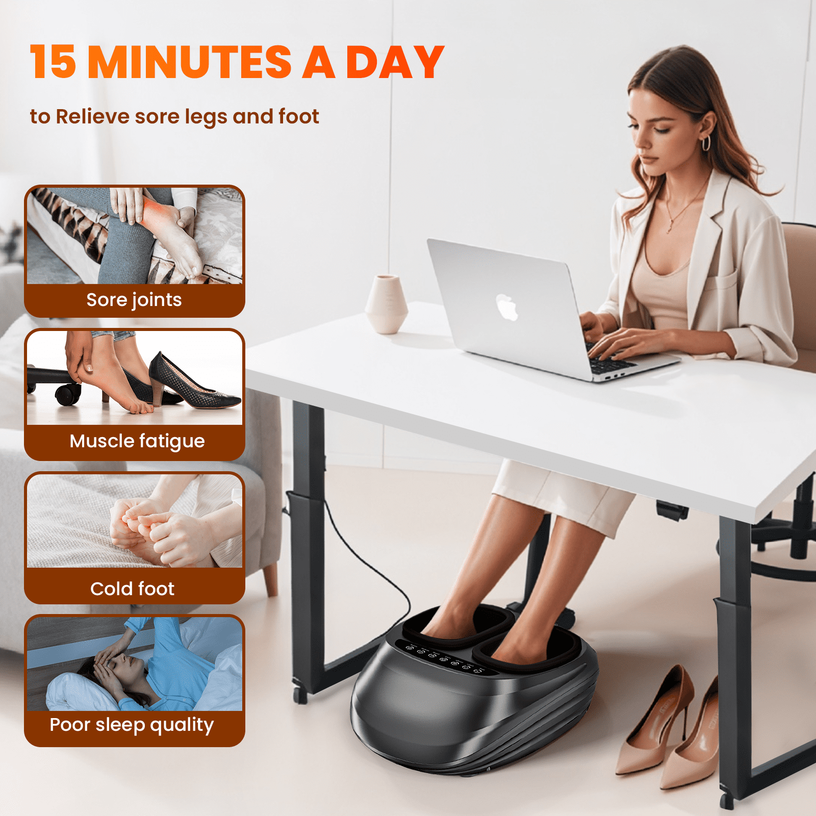 SZRSTH Shiatsu Foot Massager, Heated Kneading Gift for Women, Size 11